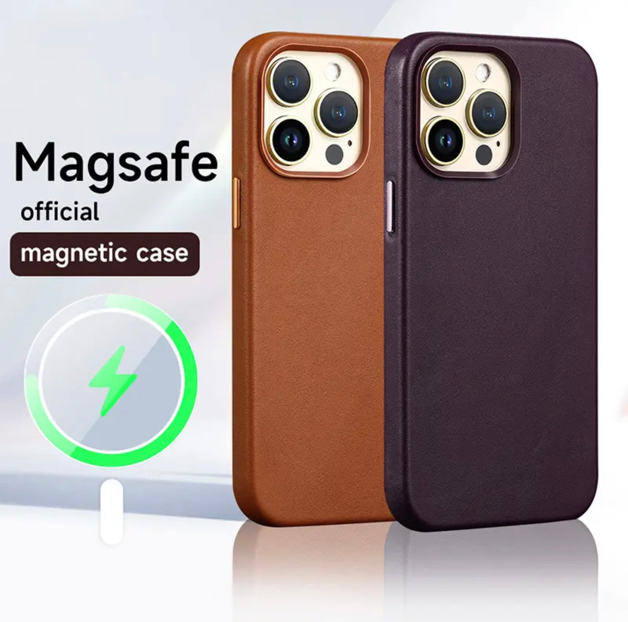 Premium Apple MagSafe Leather Phone Case- for Apple iPhone 15 Series Premium Apple MagSafe Leather Phone Case- for Apple iPhone 15 Series